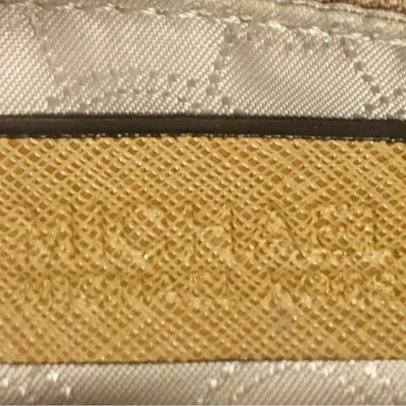 Like New Michael Kors Sloan Gold Embellished Snakeskin Design Clutch/Crossbody - Picture 4 of 14